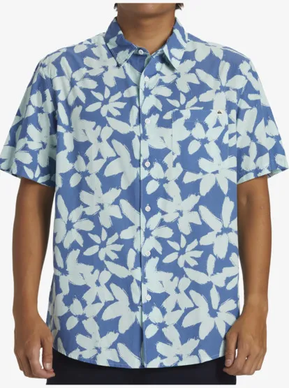 QUIKSILVER-ClassicMen Blue Short Sleeve Pocket Shirt - Image 3