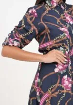 Women's Blue Midi Dress with Print - Image 4