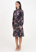 Women's Blue Midi Dress with Print