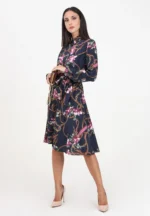 Women's Blue Midi Dress with Print - Image 2