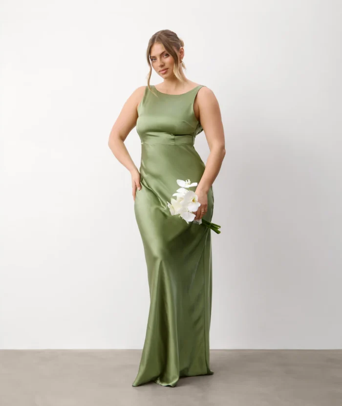 Cowl Back Satin Bridesmaid Dress - Champagne six stores - Image 4