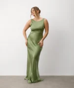 Cowl Back Satin Bridesmaid Dress - Champagne six stores - Image 2