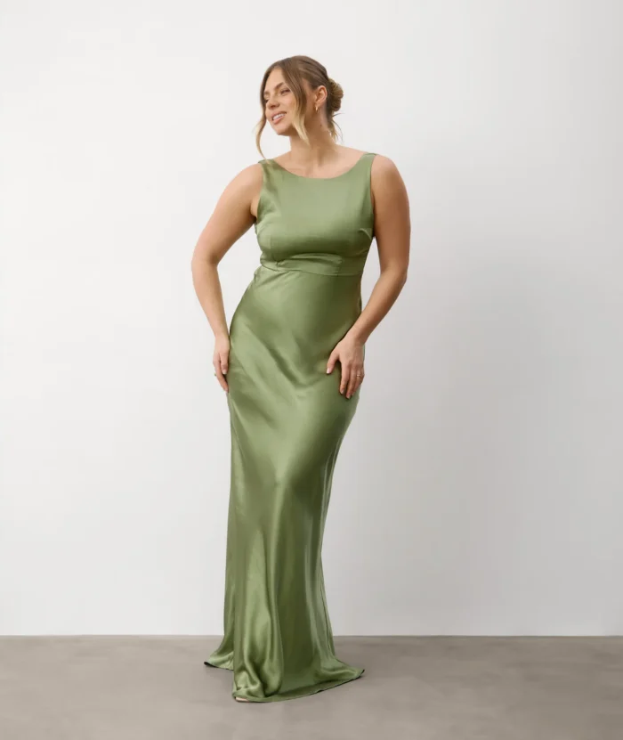 Cowl Back Satin Bridesmaid Dress - Champagne six stores - Image 2