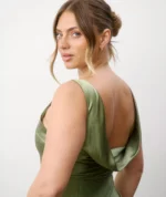 Cowl Back Satin Bridesmaid Dress - Champagne six stores
