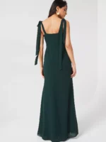 six stores-Bow Tie Shoulder Chiffon Bridesmaid Dress - Emerald - Green - Image 4