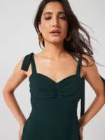 six stores-Bow Tie Shoulder Chiffon Bridesmaid Dress - Emerald - Green - Image 2