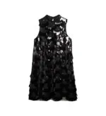 Black Sequin Embellished Mini Dress - - Image 3