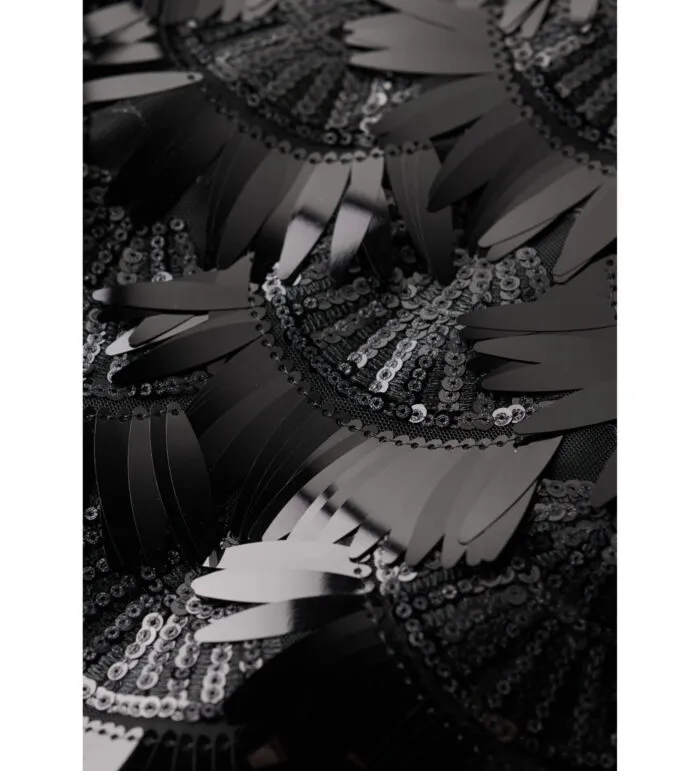 Black Sequin Embellished Mini Dress - - Image 2