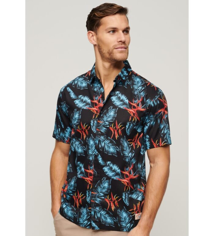 Superdry- HAWAIIAN SHIRT NAVY - Image 3