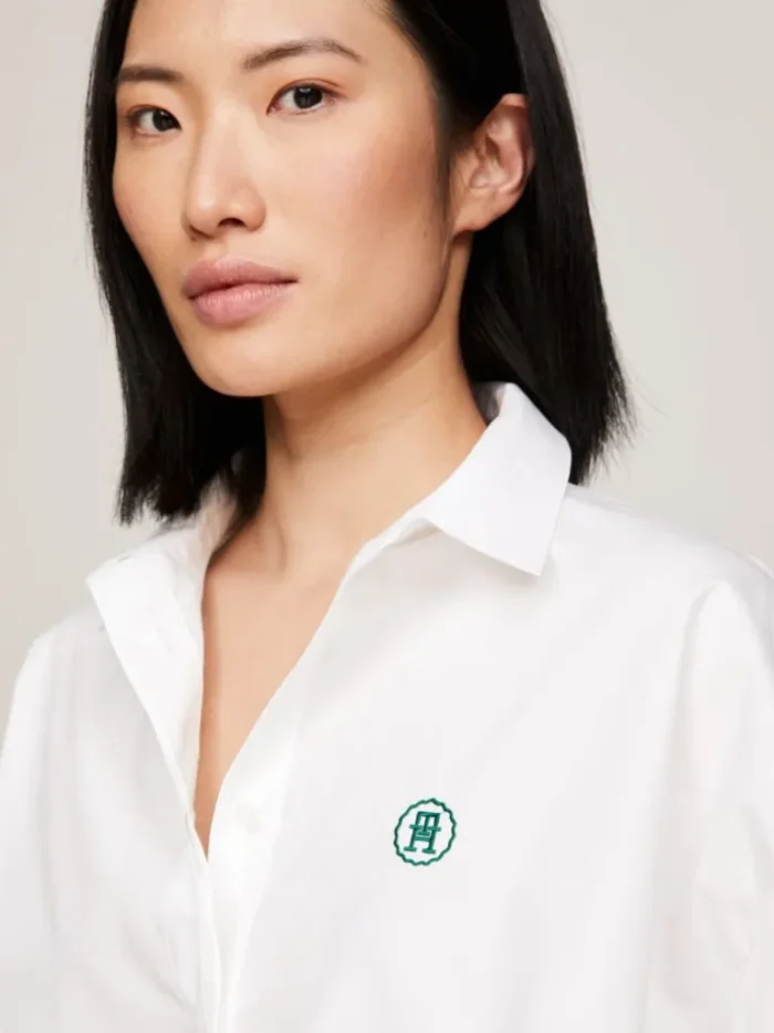 TOMMY HILFIGER Monogram Drawstring Cropped Shirt - Image 4