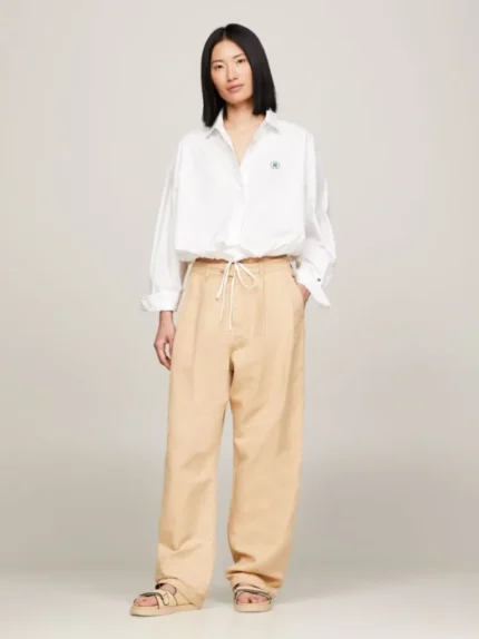 TOMMY HILFIGER Monogram Drawstring Cropped Shirt