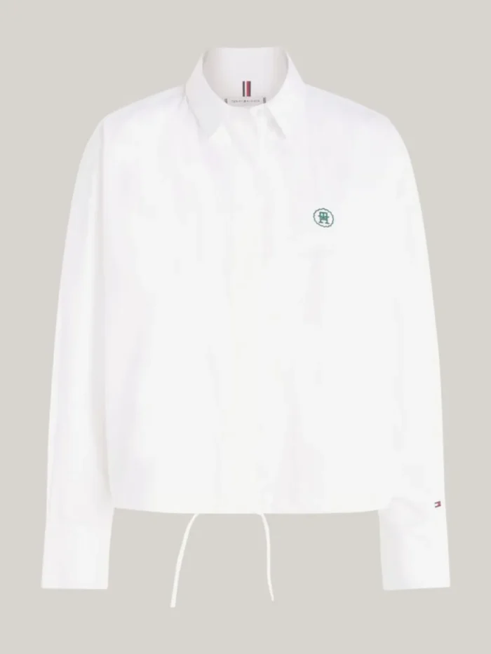 TOMMY HILFIGER Monogram Drawstring Cropped Shirt - Image 2