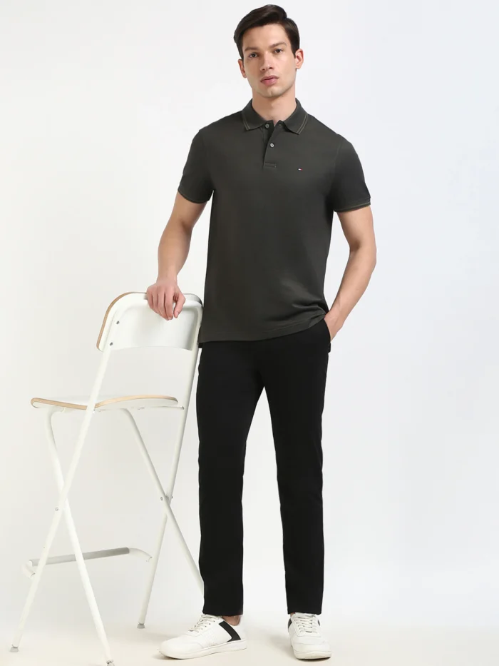 Men Solid Polo Neck Cotton B - Image 3
