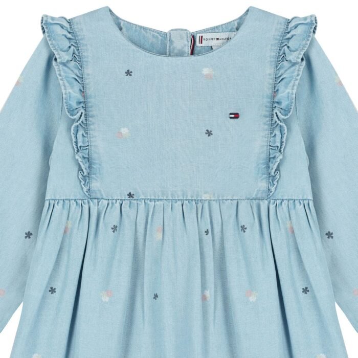 Tommy HilfigerYounger Girls Blue Logo Denim Dress - Image 2