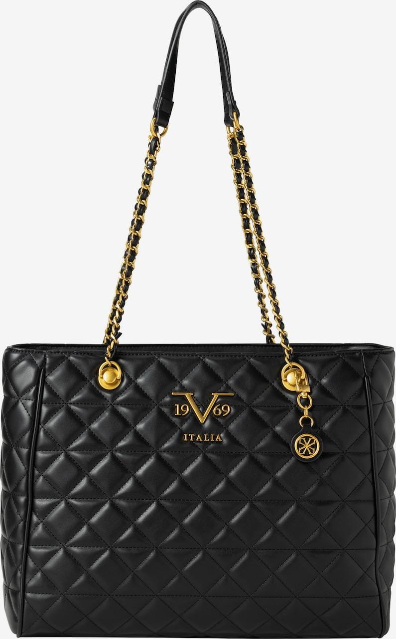 V69WBAS174 - BLACK 2 19V69 Italia By Versace Quilted Tote Bag - Black - Image 1