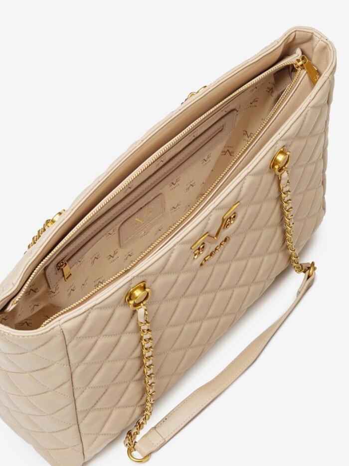 19V69 Italia By Versace Quilted Tote Bag - Beige - Image 3