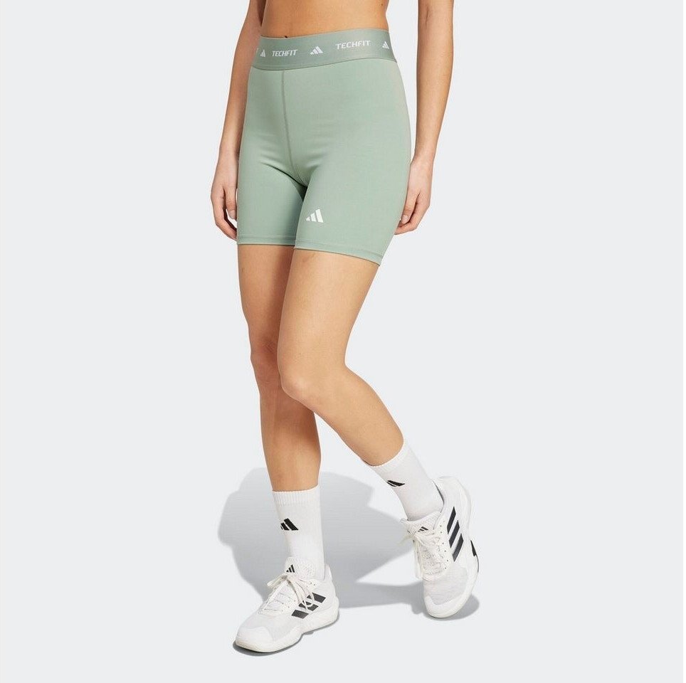 AD-SH-1009 (7) Adidas TECHFIT short leggings Silver Green (JI5546) - Image 1