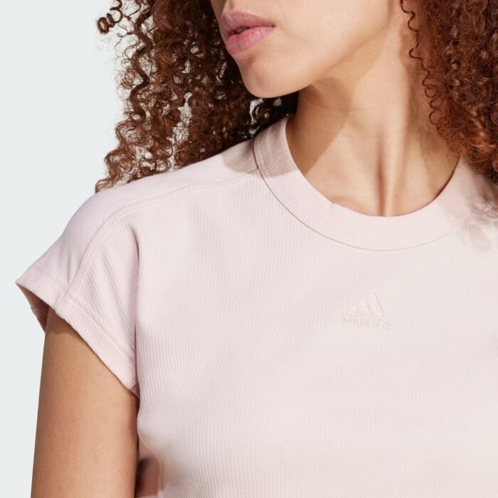 Adidas Lounge Ribbed Crop Tee - Image 5