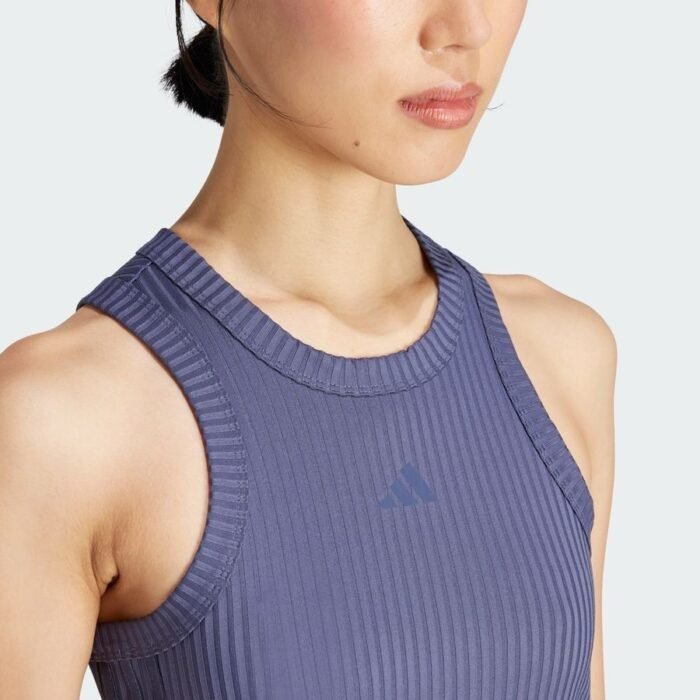 Adidas All Gym Seasonal Rib Tight Fit Tonal 3-Stripes Tank Top - Image 5