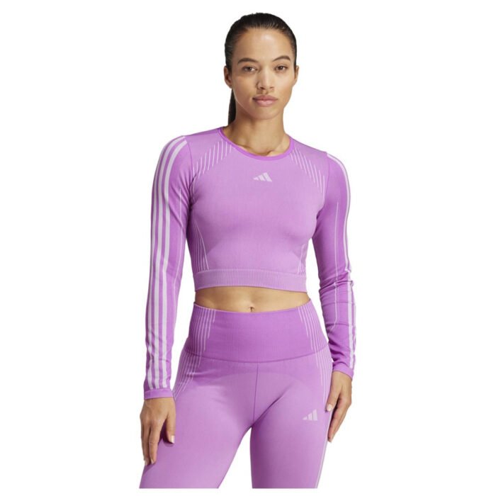 Adidas Women's Knit Cropped Long-Sleeve Tee - Image 3