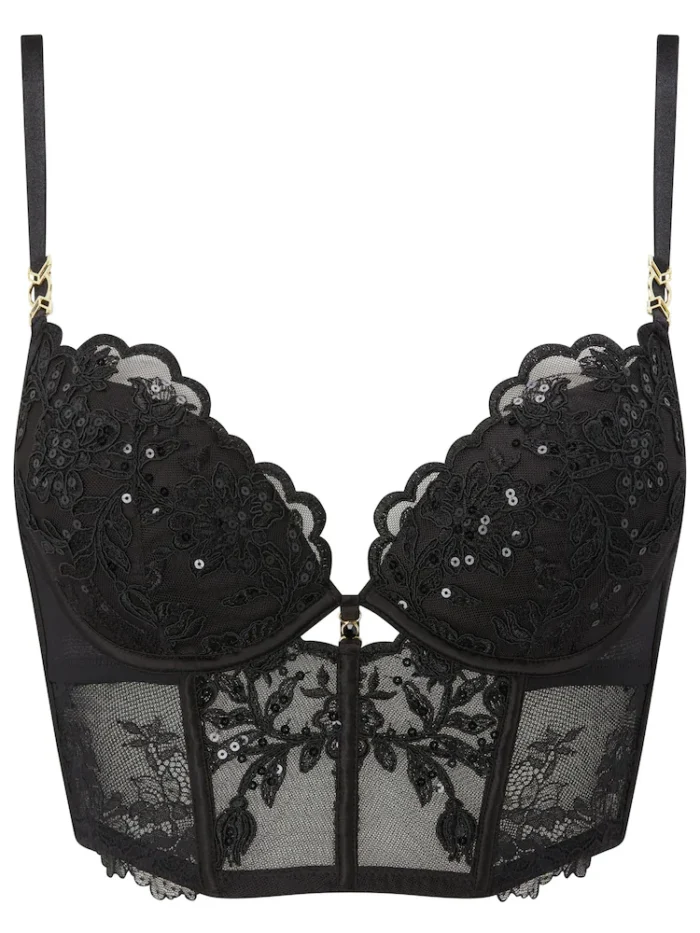 Ann Summers Black Bustier Icon Embroidered Bra - Image 2