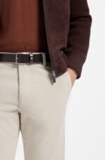 Italian-made leather belt with signature-stripe trim - Image 4