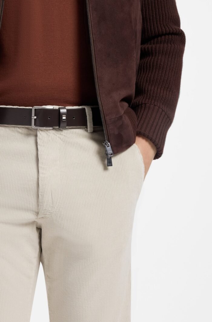 Italian-made leather belt with signature-stripe trim - Image 4
