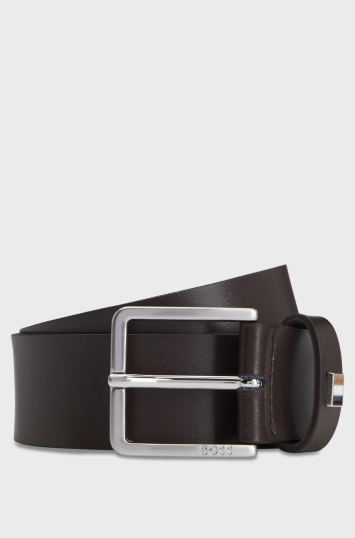 Italian-made leather belt with signature-stripe trim - Image 3