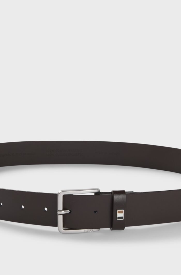 Italian-made leather belt with signature-stripe trim - Image 2