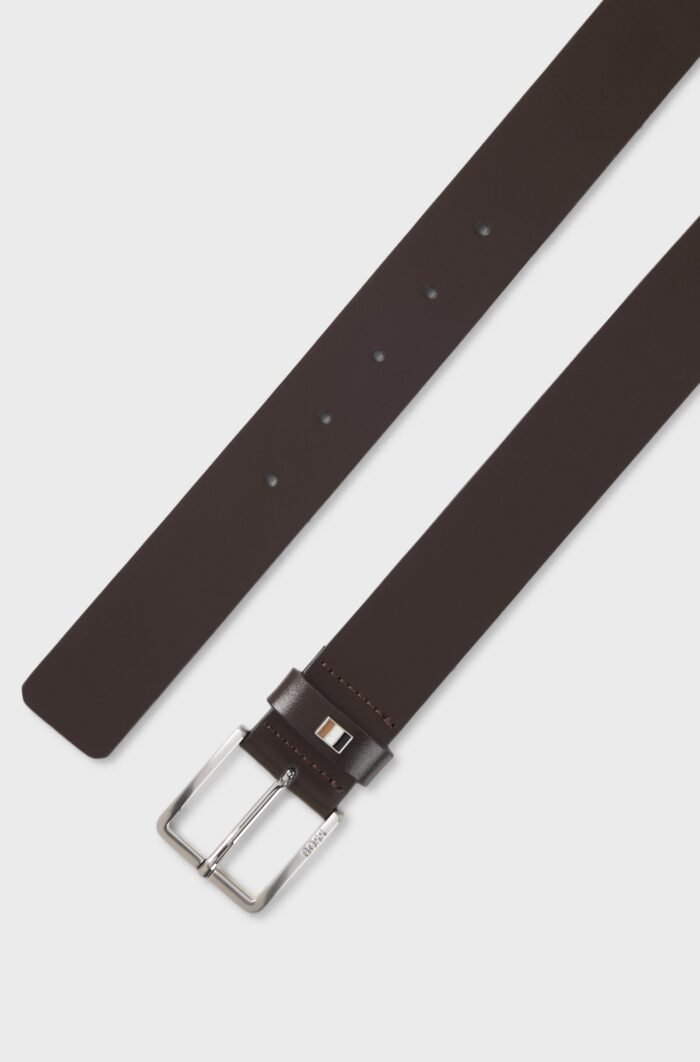 Italian-made leather belt with signature-stripe trim - Image 5