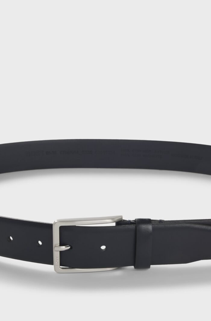 BOSS-Italian-leather belt with brushed silver hardware - Image 4
