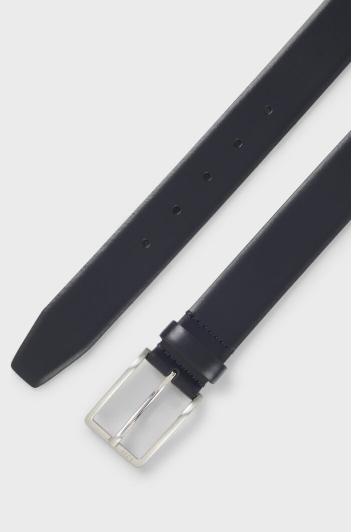 BOSS-Italian-leather belt with brushed silver hardware - Image 3