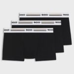 Three-pack of trunks with logo and stripe waistbands