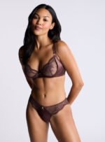 Claudia sheer lace balconette bra - Brown Mix - Image 4