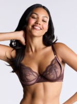 Claudia sheer lace balconette bra - Brown Mix