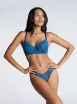 Billie lace balconette bra - Petrol Blue - Image 3
