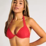 Sorrento plunge bikini top - Strawberry