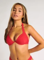 Sorrento plunge bikini top - Strawberry