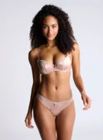 Petal satin plunge bra - Champagne - Image 4
