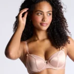 Petal satin plunge bra - Champagne