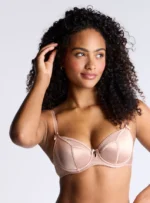 Petal satin plunge bra - Champagne