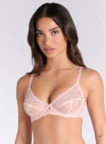 Gracie sheer lace balconette bra - Light Pink