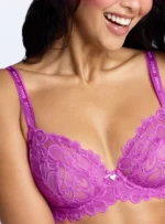 Heidi sheer lace plunge bra - Purple - Image 2