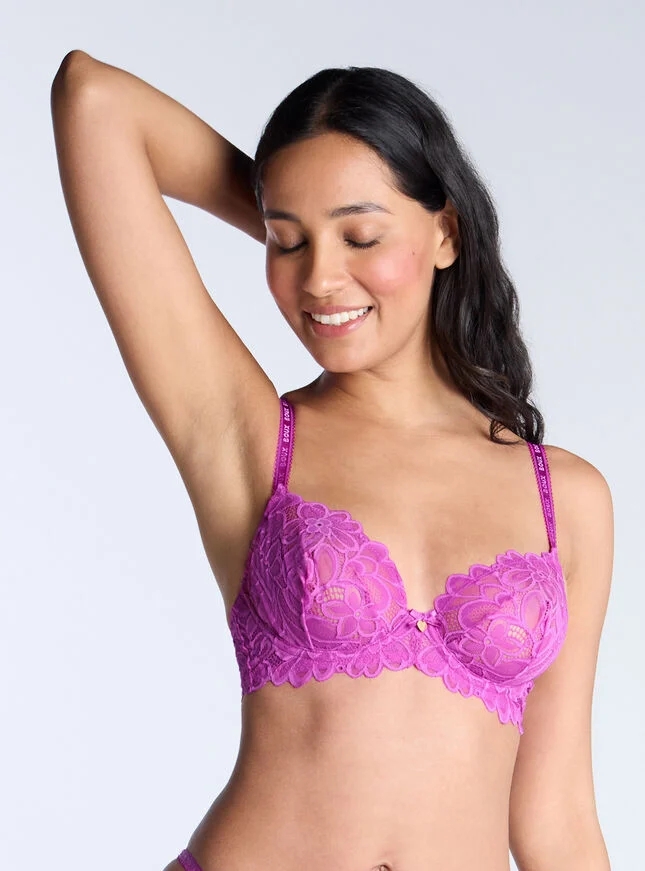 BO-BR-2165 (3) Heidi sheer lace plunge bra - Purple - Image 1