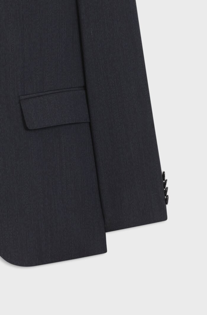 Slim-fit suit in a micro-patterned wool blend Dark Blue - Image 2