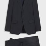 Slim-fit suit in a micro-patterned wool blend Dark Blue