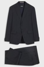 Slim-fit suit in a micro-patterned wool blend Dark Blue