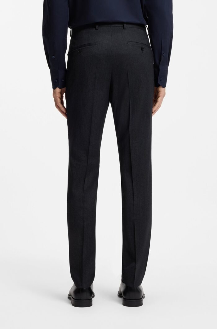 Slim-fit suit in a micro-patterned wool blend Dark Blue - Image 8