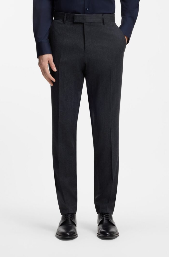 Slim-fit suit in a micro-patterned wool blend Dark Blue - Image 7