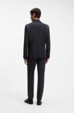 Slim-fit suit in a micro-patterned wool blend Dark Blue - Image 5